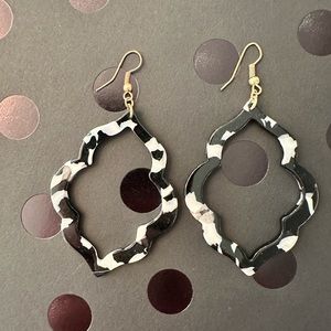 Black and white dangle earrings